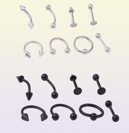 8pcsset Stainless Steel Barbell Helix Lobe Tongue Belly Nose Rings Ball Punk Helix Rook Tragus Septum Lip Eyebrow Body Piercing3586186