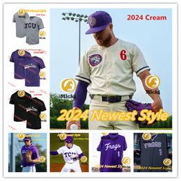 Kole Klecker 2024 TCU Baseball Jersey 21 Zach Cawyer 49 Payton Tolle 33 Zack Morris 11 Ben Hampton 61 Kyle Ayers Stitched TCU Horned Frogs Jerseys