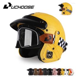 Motorcycle Helmets DOT Open Face Three Quarters Casco Moto Accessories Men Certificated Retro Helmet Free Goggle