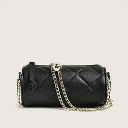 Shoulder Bags Leather Mobile Phone Bag Female Messenger Mini Small Golden Ball Chain Single Cylindrical