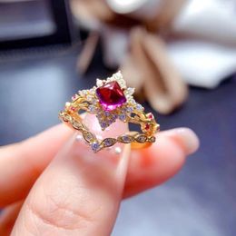 Cluster Rings MeiBaPJ Natural Garnet Gemstone Fashion Crown Ring For Women Real 925 Sterling Silver Charm Fine Wedding Jewelry