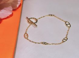 Brand For Women Letter Round H Lock Jewellery S925 Silver Bracelet Set France Quality Golden Gold Superior quality Bracelet8817117