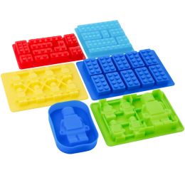 Moulds Robot Ice Cube Tray Silicone Mould Candy Moulds Chocolate For Kids Party and Baking Minifigure Building Block Themes
