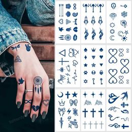 Tattoo Transfer 10Pcs/Lot Semi-Permanent Temporary Tattoo Stickers Herbal Juice Ink Lasting Hands Finger Small Size Tattoos Waterproof Decals 240427