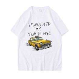 Men's T-Shirts Funny Tshirt Men Women I Survived My Trip To NYC Print Tops Casual Strtwear Unisex Fashion T Shirt Tom Holland Same Style Ts T240425