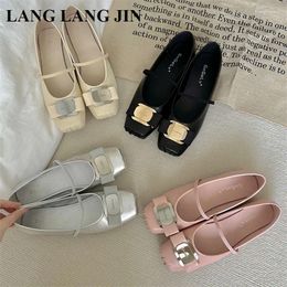 Casual Shoes 2024 Spring Women Flats Square Toe Shallow Soft Ballerina Ladies Dress Ballet Loafers Bow Knot Moccasin Mujer