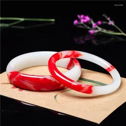 Bangle Imitation Chicken Blood Stone Flat Bracelet Outer Mongolia Red And White Gradient Beauty Women's Thin Round Jade Bracel