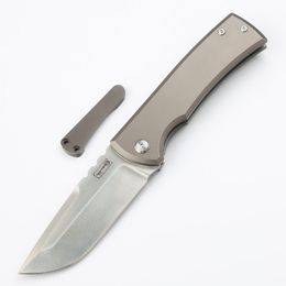 High End CK Flipper Folding Knife M390 Satin Drop Point Blade TC4 Titanium Alloy Handle Ball Bearing EDC Pocket Folder Knives Outdoor Camping Tools