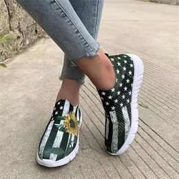 Casual Shoes Spring Summer Women Sports Flat Bottom Light Slip On Mesh Breathable Sunflower Star Sneaker Women'S