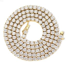 2024 High Quality 14k 10k Yellow Gold 925 Sterling Silver d Vvs Moissanite Chain Tennis Necklace for Women