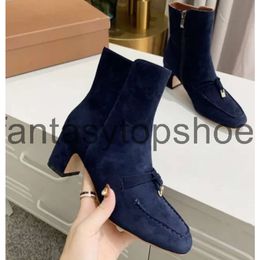 Loro Piano LP Suede Boots Women Fashion Designer Ankle Leather Tasell Women Short Boot Runway High Heels Party Dress Booties Autumn Winter