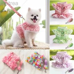 Dog Apparel Pet Clothing Dog Chest Strap Floral Pattern Lace Cat Petal Pet Supplies d240426