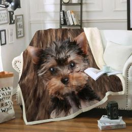 sets CLOOCL Blanket Animals Dogs Yorkshire Terrier 3D Print Throw Blanket Bedding Home Decoration Office Nap Blanket Sherpa Blanket