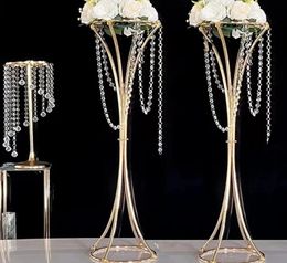 Vases Gold Flower Stand Metal T Road Lead Wedding Centerpiece Flowers Rack For Event Party Decoration