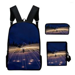 Backpack Hip Hop Youthful Flame Aperture 3D Print 3pcs/Set Student Travel Bags Laptop Daypack Shoulder Bag Pencil Case