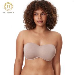 Bras DELIMIRA Womens Seamless Underwire Bandeau Minimizer Strapless Bra For Big Busted Women Plus Size