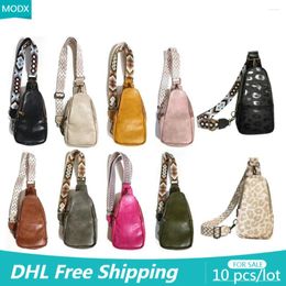 Cosmetic Bags 10PCS Wholesale Women Cross Body Casual Fashion All-match PU Leather Lady Bag Strap Retro Outdoor Female Waist Pack In Bulk