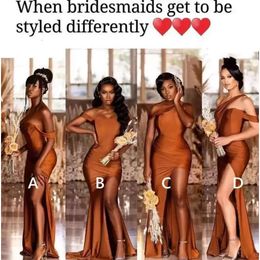 Nigeriansk elegant sjöjungfru brudtärna klänningar av axelhalsspikare för hedersklänningar bröllop gäst kväll prom wear bm0924 2024