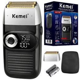 Original Kemei Powerful Barber Pro Electric Shaver For Men Hair Beard Razor Balds Head Shaving Machine Finishing Fades 240420