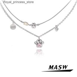 Pendant Necklaces MASW Original Design Sweet Jewelry High Quality Copper Silver Cat Claw Pendant Necklace Popular for Women and Girls Gift Q240426