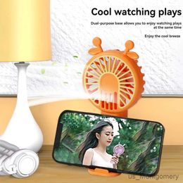 Electric Fans 2024 New Cartoon Cute Pet Handheld USB Mini Fan With Stand Tabletop Outdoor Pocket Fan