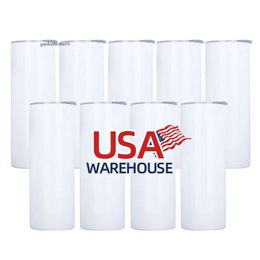 CA USA Warehouse 20Oz Wine 304 Sublimation Blanks Stainless Steel Double Wall Vacuum Skinny Cups Sublimation Tumbler 0426