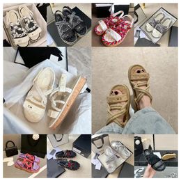 2024 top luxury Sandals Women Shoes channel chanells chanelsandals Braided Rope with Traditional Casual Style Simple Creativity Fashion black Sandals Summer