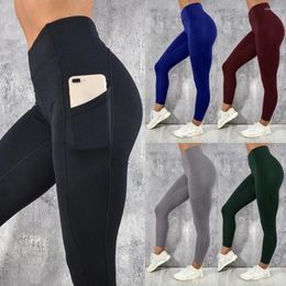 Women's Pants Ladies Solid Pocket High-Waist Hip Stretch Underpants Running Fitness Yoga Women With Pockets Flare Legs