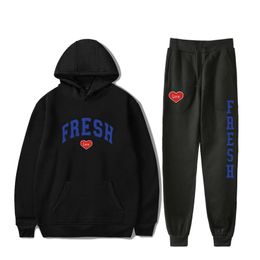 Men's tracksuits printed loose spring and autumn hooded hoodie and leggings set fresh love merch print men women casual streetwear clothes