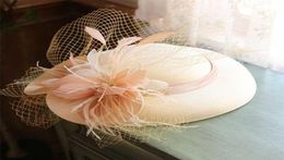 Women Large Brim Sinamay Fascinator Hat Cocktail Wedding Party Church Headpiece Fashion Headwear Formal Flower Hair Accessories 214388745