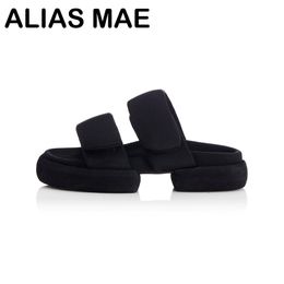 ALIAS MAE Outdoor Women's Slippers 2024 Summer new style thick sole increase soft rare casual beach shoes Mules