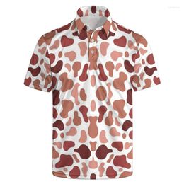 Men's Polos Polo Shirts Fashion 3d Saw Puzzle Printed Clothing Summer Casual Short Sleeved Street Leopard Tops Button Shirt