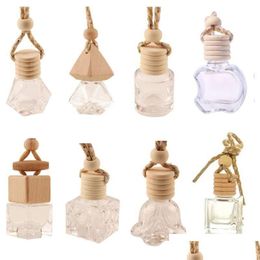 Essential Oils Diffusers Stock Car Hanging Glass Bottle Empty Per Aromatherapy Refillable Diffuser Air Fresher Fragrance Pendant Orn Dhjgi