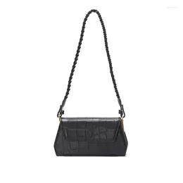 Bag Small Square Flap 2024 Fashion Quality PU Leather Women's Handbag Crocodile Pattern Woven Strap Shoulder Messenger Bags