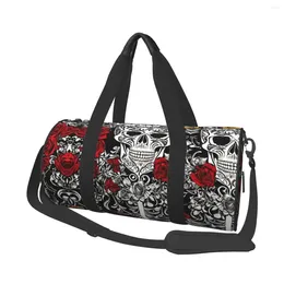 Outdoor Bags Skull And Roses Gym Bag Skeleton Gothic Swimming Sports Male Female Design With Shoes Cute Fitness Oxford Handbags