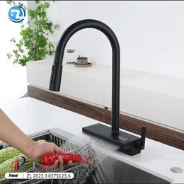 Kitchen Faucets Full Single Hole Rain Pull Type Cold And Water Faucet Can Rotate The Sink Digital Display