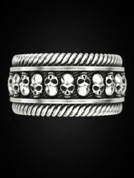 Wedding Rings Vintage Silver Color Skull Mens Ring Rope Knot Gothic Skeleton Bone Finger For Women Men Fashion Motorcycle Biker Je2808368