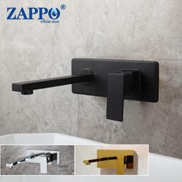 Bathroom Sink Faucets ZAPPO Black Chrome Bathtub Faucet Wall Mount Waterfall Cold Water Mixer Tap Bath Shower Robinet Baignoire