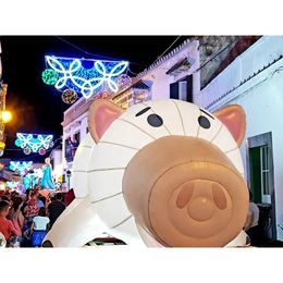 wholesale Giant lighting Pink Inflatable Pig Cartoon Model with Air Blower for Shopping mall decorative Advertising, Event 002