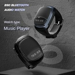 B90 Wrist Wireless Bluetooth Speaker Watch Creative Mini Audio Outdoor Sports Intelligent Display Portable Card Radio Free Calls