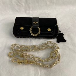 Crossbody Bag Women Purse Chain Shoulder Bags Black Frosted Small Handbag with Golden Beads Color Crystal Diamond Decoration