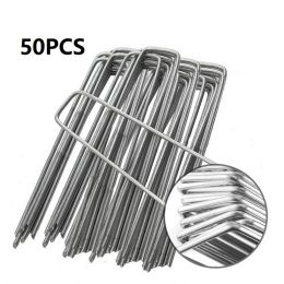 Controls 50 Pcs Weedproof Cloth Ground Nail Lawn Fixer for Fixing Weed Mesh Floor Gaanized Steel Garden Stake Staple Mulch Nail