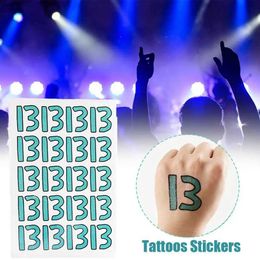 Tattoo Transfer Disposable Tattoo Stickers Number 13 Temporary Tattoos Lucky Waterproof Accessories Stickers Hand Rave Lasting Tattoo 13 Co V3R2 240426