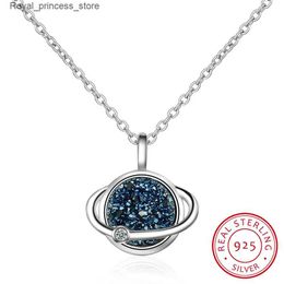 Pendant Necklaces 925 Sterling Silver Necklace Sapphire Fragment Dream Star Necklace Womens Chain Necklace Collier Necklace S-N375 Q240426