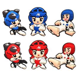 Taekwondo Baby Shoe Charms PVC Blue and Red Deaigner Shoes Sandals Accessories for JIBZ Kids Party Gifts F07AL7430418