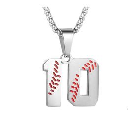 Pendant Necklaces 00--99 All In Stock Inspiration Baseball Jersey Number Necklace Stainless Steel Charms Pendants For Boys Drop Deli Dh0Es