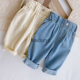 Trousers Autumn Fashion Denim Kids Baby Girls and Boys Jeans Straight Toddler Pants H240429