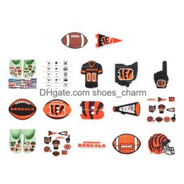 Shoe Parts & Accessories Rugby Football Basketball And Other Sports Pattern Charm For Cro C Jibbit Bubble Slides Sandals Pvc Decoratio Otimz