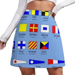 Skirts Nautical Flags With Morse Code Mini Skirt Korean Summer Dress For Women 2024 Dresses Prom