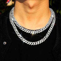 Strands Iced Out Cuban Link Chain Hip Hop Necklace 11mm Wide Necklace 18/20/24 inches Long Fashionable Shiny Jewelry 240424